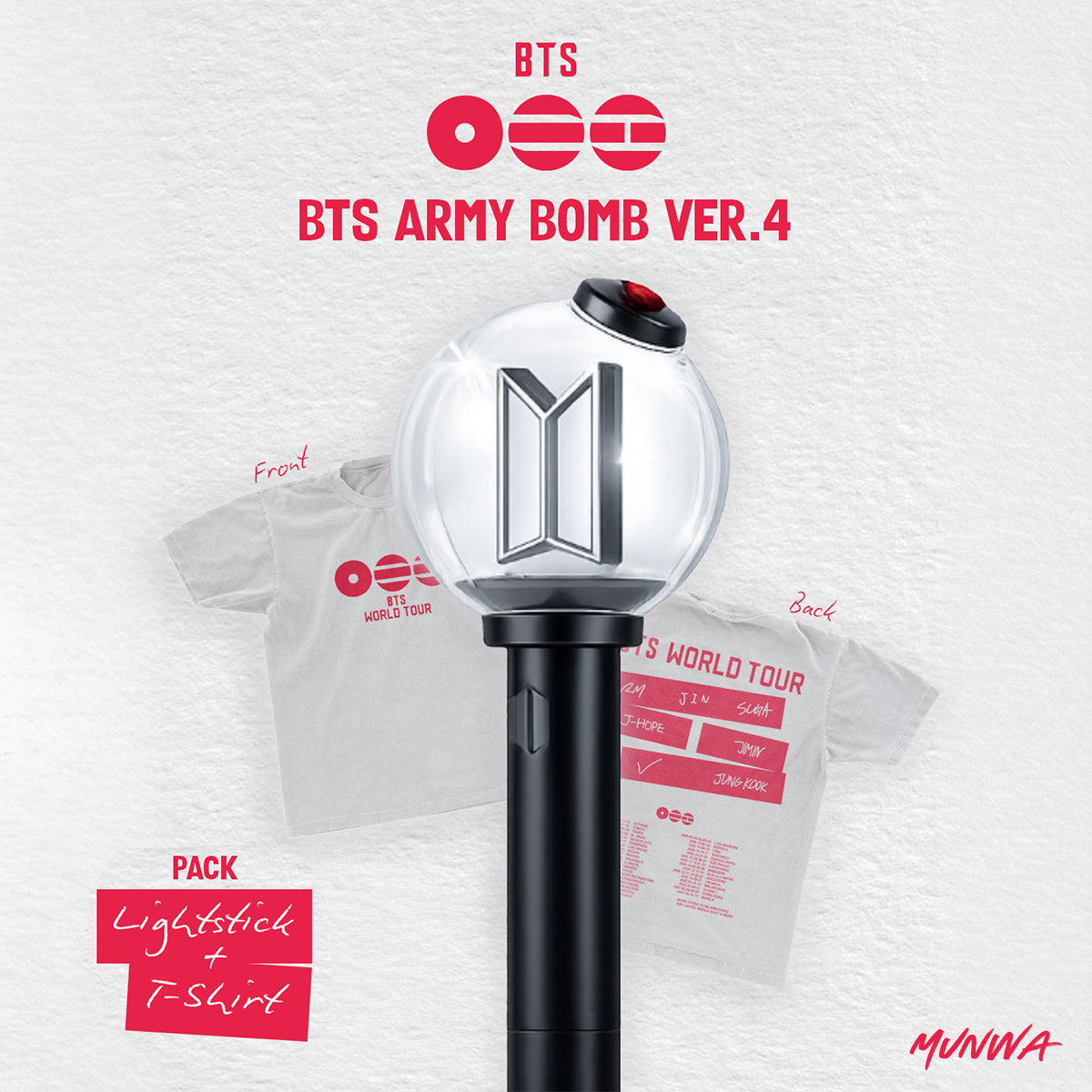 PACK - BTS OFFICIAL LIGHT STICK VER.4 + T-SHIRT [BIENTÔT DISPONIBLES]