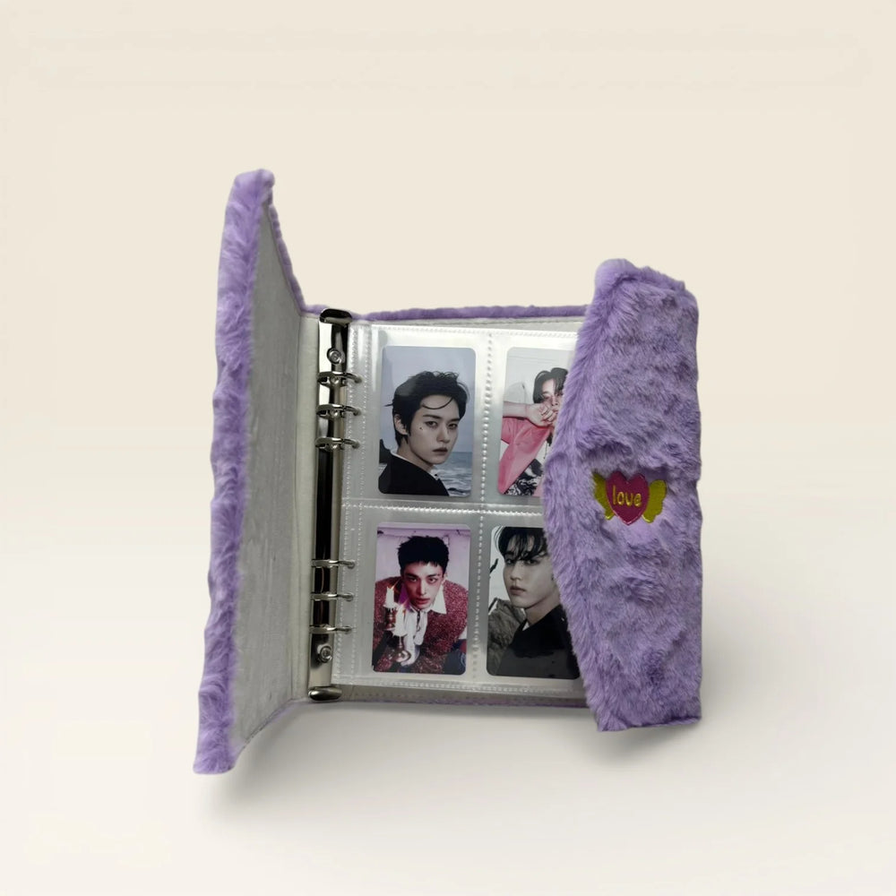 Fluffy Purple K-Pop Photocard Binder – Sweet Love