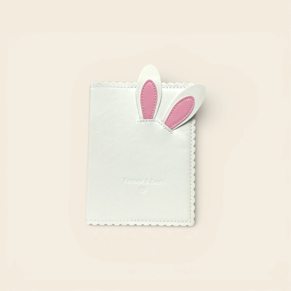 White K-Pop Photocard Binder - Pink Bunny Ears