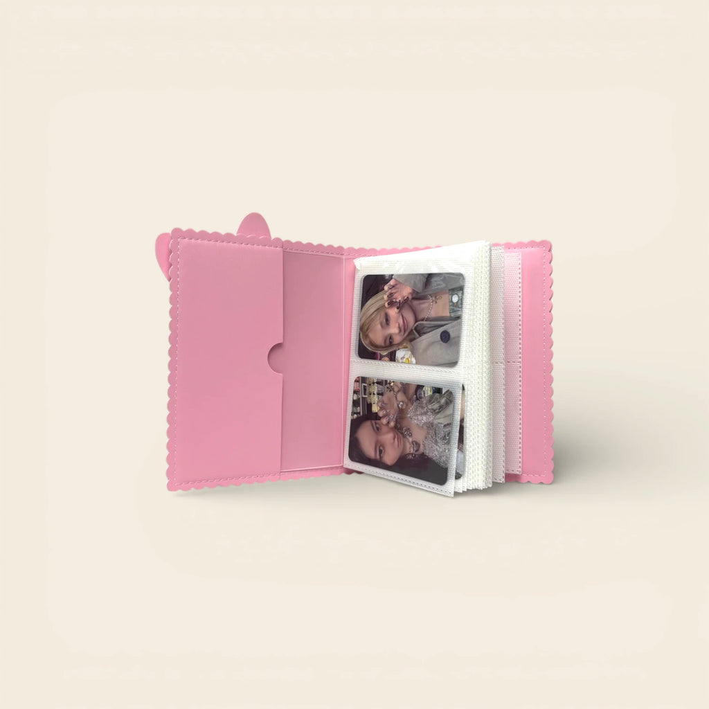 Classeur Photocard K-Pop Rose - Oreilles lapin Bleues