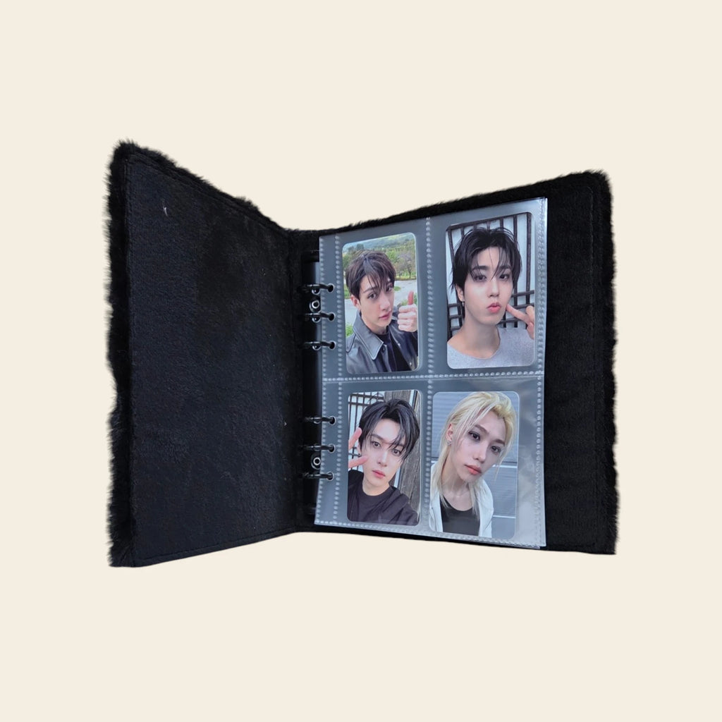 Classeur Photocard K-Pop Noir Fluffy - Chat