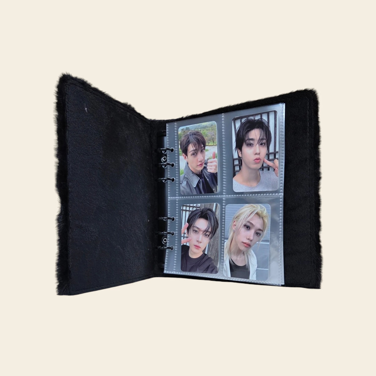 Classeur Photocard K-Pop Noir Fluffy - Chat