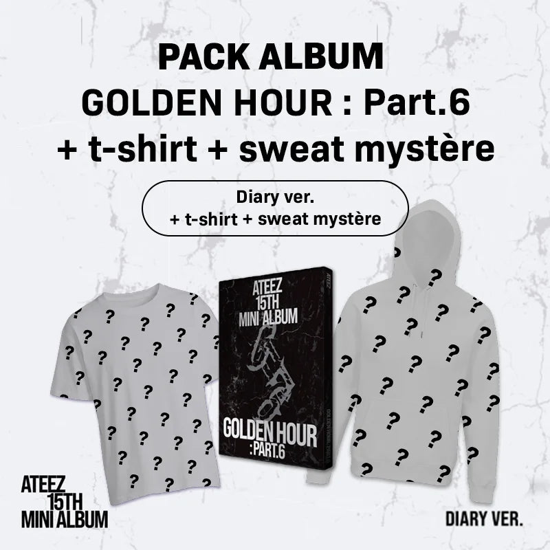 ATEEZ – Pack GOLDEN HOUR : Part.6 [Pack DIARY Ver. + T-shirt + Sweat mystère]